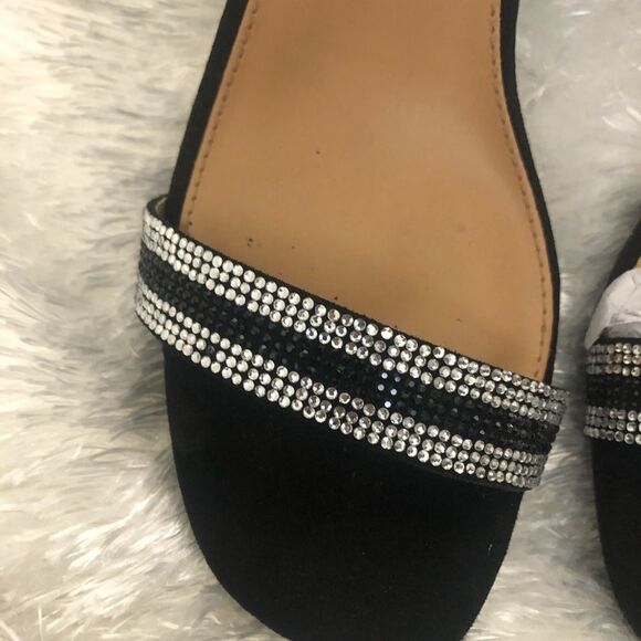 Material Girl Blaire Fabric Open Toe Black heels 9 - Picture 4 of 4